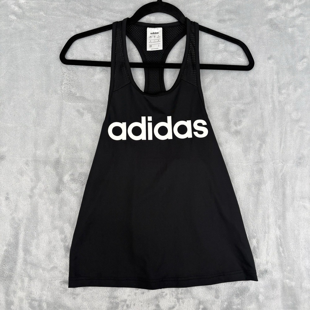 Adidas Climalite Black‎ Racerback Athletic Tank Top Women's XS Logo